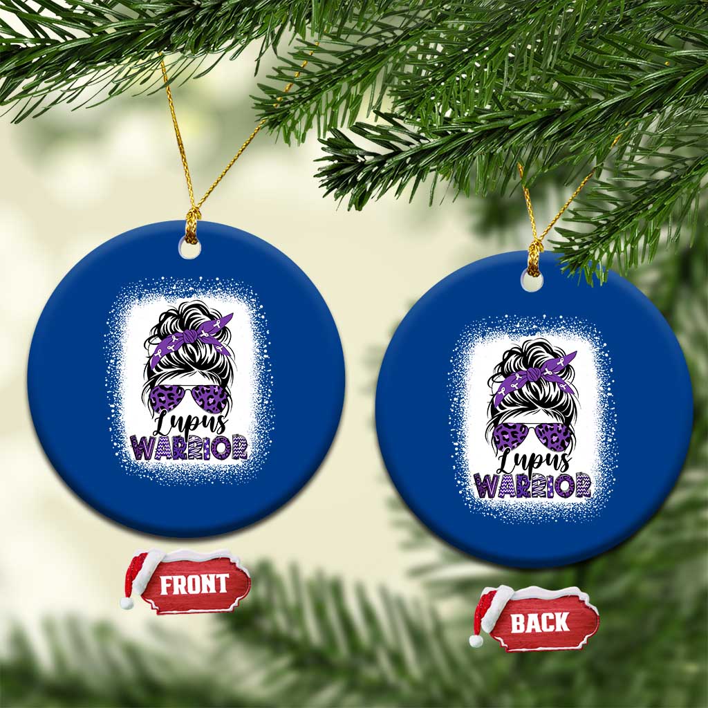 Lupus Warrior Ceramic Ornament Purple Ribbon Messy Bun Women