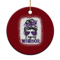 Lupus Warrior Ceramic Ornament Purple Ribbon Messy Bun Women