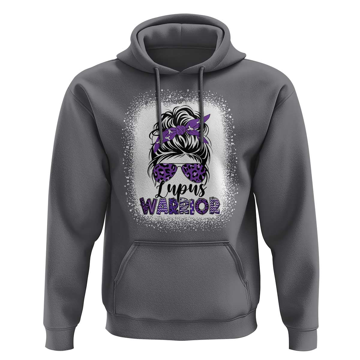 Lupus Warrior Hoodie Purple Ribbon Messy Bun Women