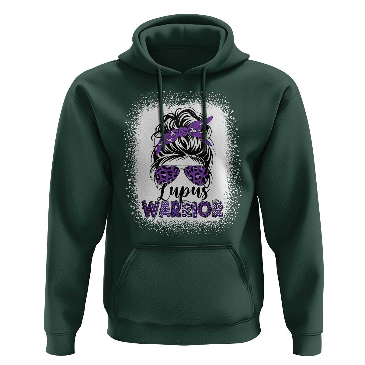 Lupus Warrior Hoodie Purple Ribbon Messy Bun Women