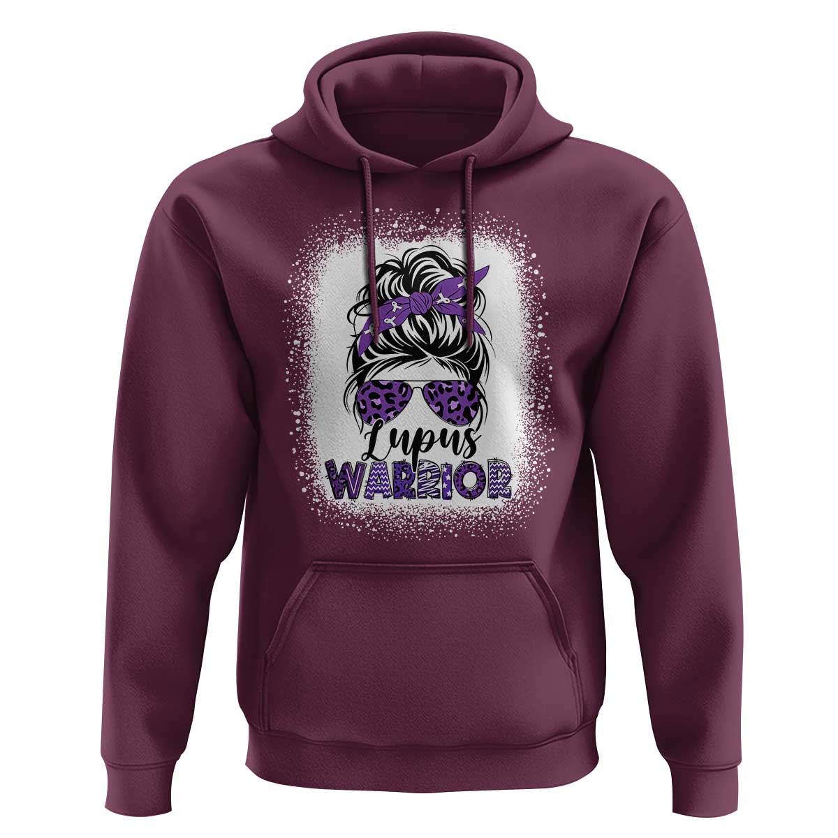 Lupus Warrior Hoodie Purple Ribbon Messy Bun Women