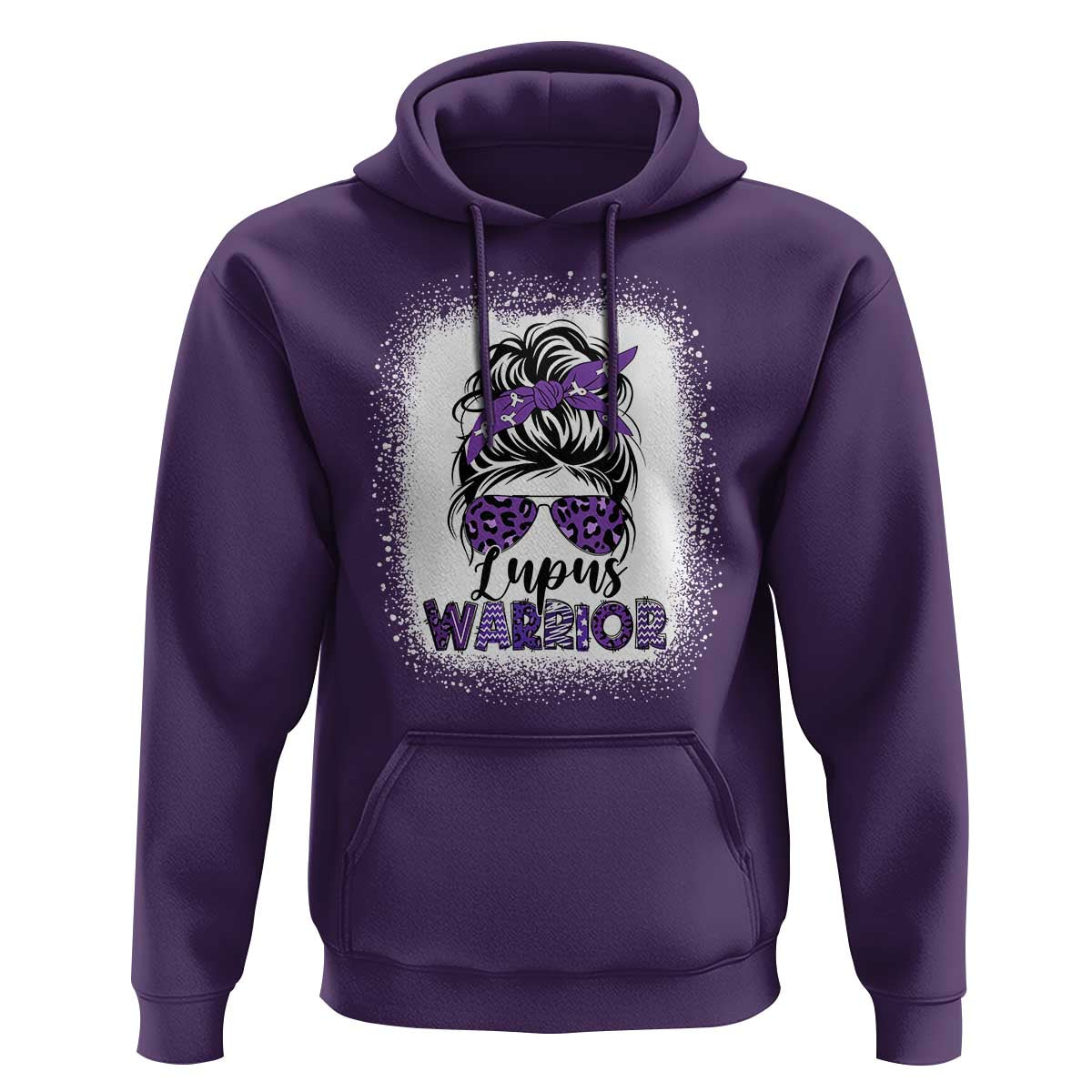 Lupus Warrior Hoodie Purple Ribbon Messy Bun Women