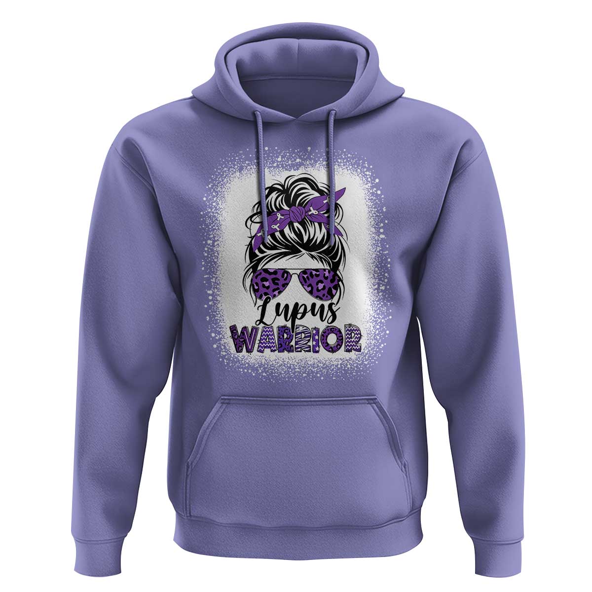 Lupus Warrior Hoodie Purple Ribbon Messy Bun Women