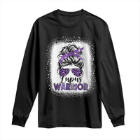 Lupus Warrior Long Sleeve Shirt Purple Ribbon Messy Bun Women