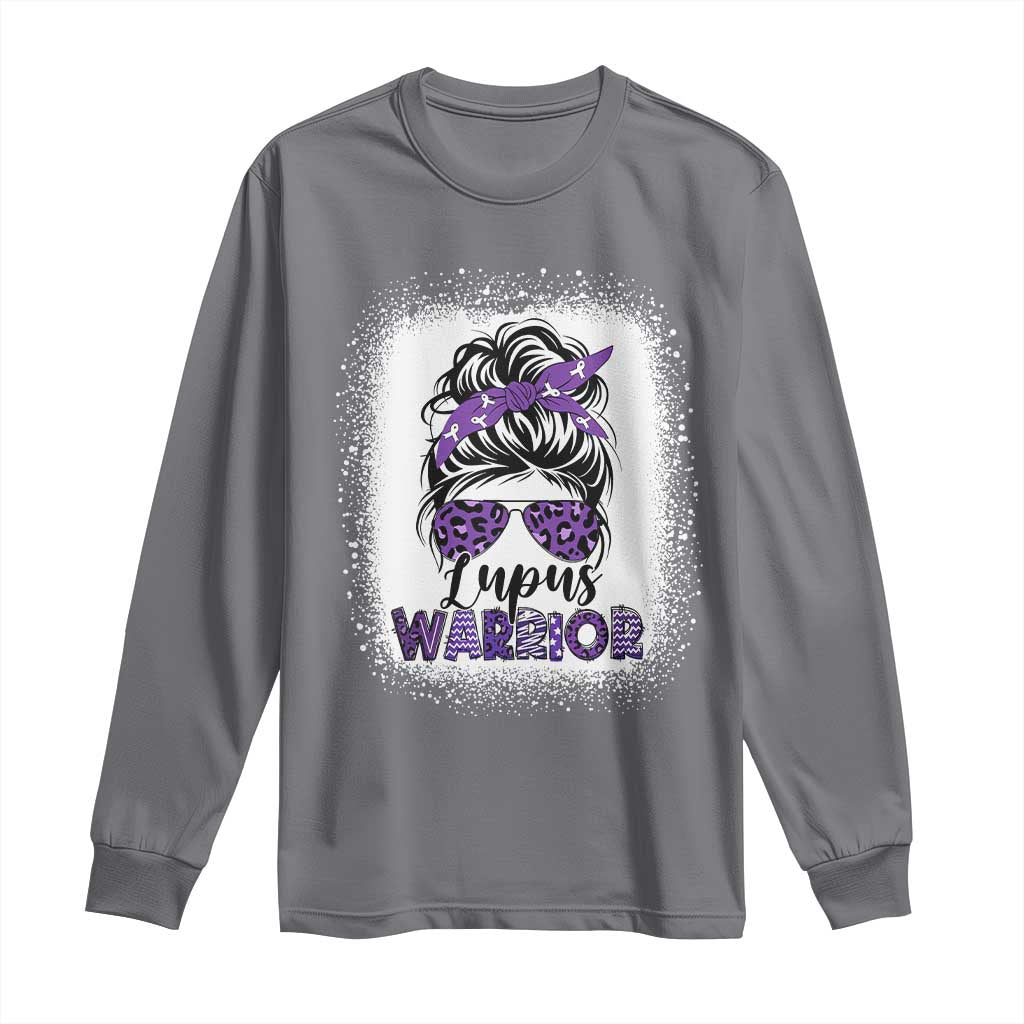 Lupus Warrior Long Sleeve Shirt Purple Ribbon Messy Bun Women