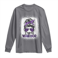 Lupus Warrior Long Sleeve Shirt Purple Ribbon Messy Bun Women