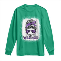 Lupus Warrior Long Sleeve Shirt Purple Ribbon Messy Bun Women