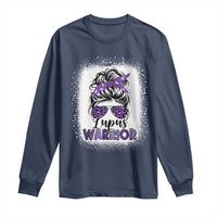 Lupus Warrior Long Sleeve Shirt Purple Ribbon Messy Bun Women