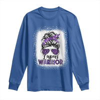 Lupus Warrior Long Sleeve Shirt Purple Ribbon Messy Bun Women