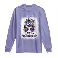 Lupus Warrior Long Sleeve Shirt Purple Ribbon Messy Bun Women