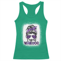 Lupus Warrior Racerback Tank Top Purple Ribbon Messy Bun Women