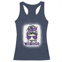 Lupus Warrior Racerback Tank Top Purple Ribbon Messy Bun Women