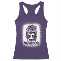Lupus Warrior Racerback Tank Top Purple Ribbon Messy Bun Women