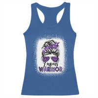Lupus Warrior Racerback Tank Top Purple Ribbon Messy Bun Women