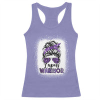 Lupus Warrior Racerback Tank Top Purple Ribbon Messy Bun Women