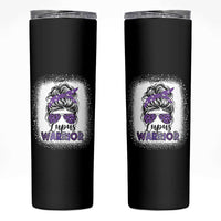 Lupus Warrior Skinny Tumbler Purple Ribbon Messy Bun Women
