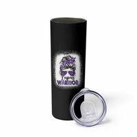 Lupus Warrior Skinny Tumbler Purple Ribbon Messy Bun Women