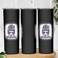Lupus Warrior Skinny Tumbler Purple Ribbon Messy Bun Women