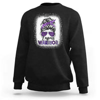 Lupus Warrior Sweatshirt Purple Ribbon Messy Bun Women