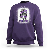 Lupus Warrior Sweatshirt Purple Ribbon Messy Bun Women