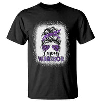Lupus Warrior T Shirt Purple Ribbon Messy Bun Women