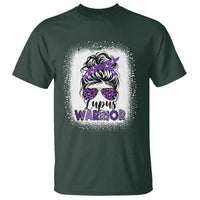 Lupus Warrior T Shirt Purple Ribbon Messy Bun Women