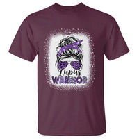 Lupus Warrior T Shirt Purple Ribbon Messy Bun Women