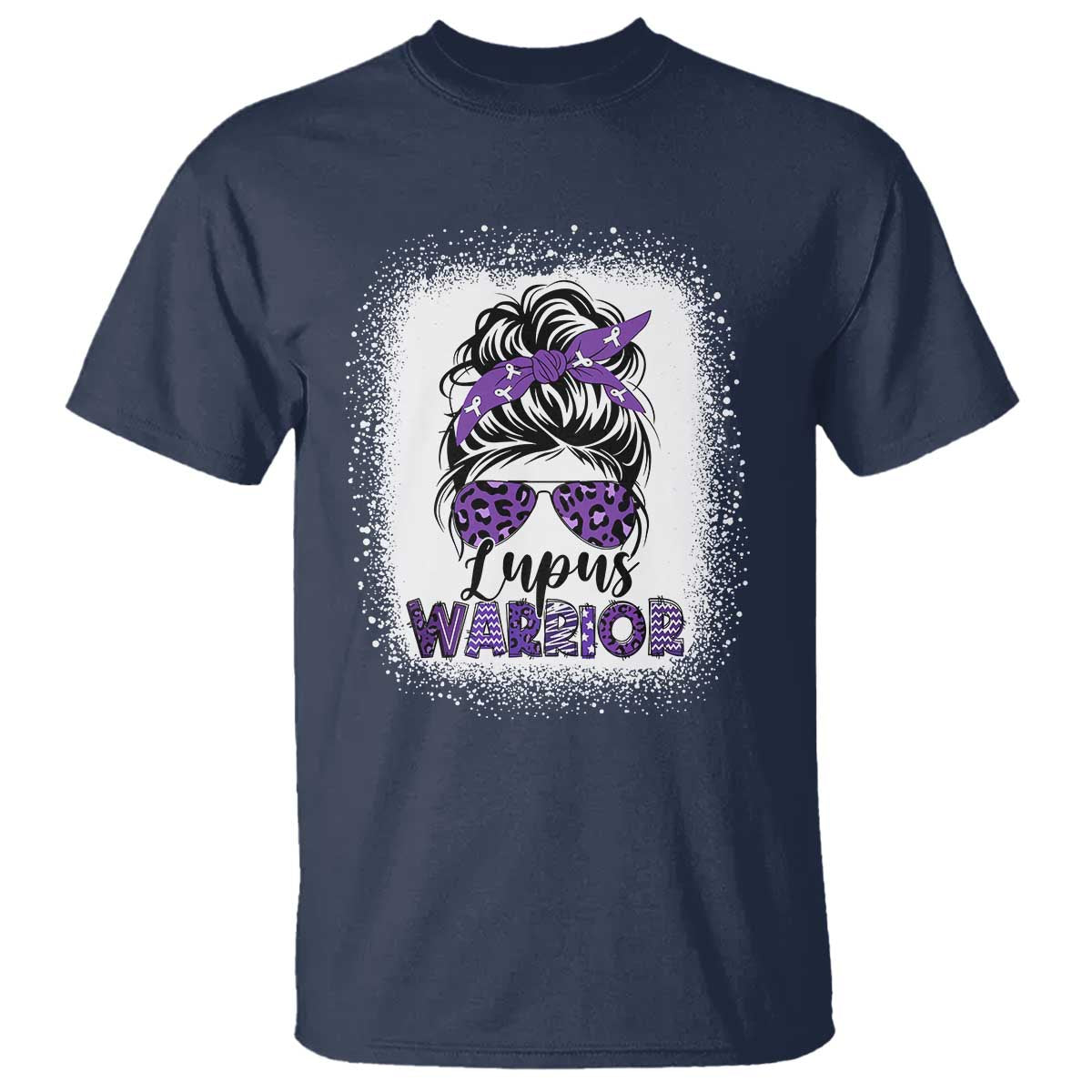 Lupus Warrior T Shirt Purple Ribbon Messy Bun Women