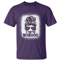 Lupus Warrior T Shirt Purple Ribbon Messy Bun Women