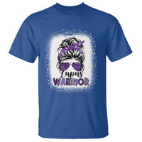 Lupus Warrior T Shirt Purple Ribbon Messy Bun Women