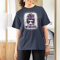 Lupus Warrior T Shirt For Women Purple Ribbon Messy Bun Women