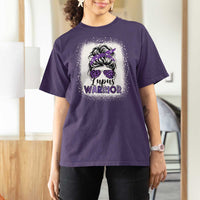 Lupus Warrior T Shirt For Women Purple Ribbon Messy Bun Women