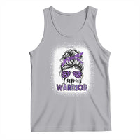 Lupus Warrior Tank Top Purple Ribbon Messy Bun Women