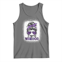 Lupus Warrior Tank Top Purple Ribbon Messy Bun Women