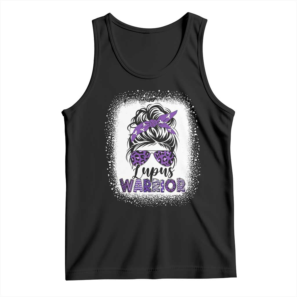 Lupus Warrior Tank Top Purple Ribbon Messy Bun Women