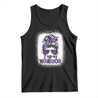 Lupus Warrior Tank Top Purple Ribbon Messy Bun Women