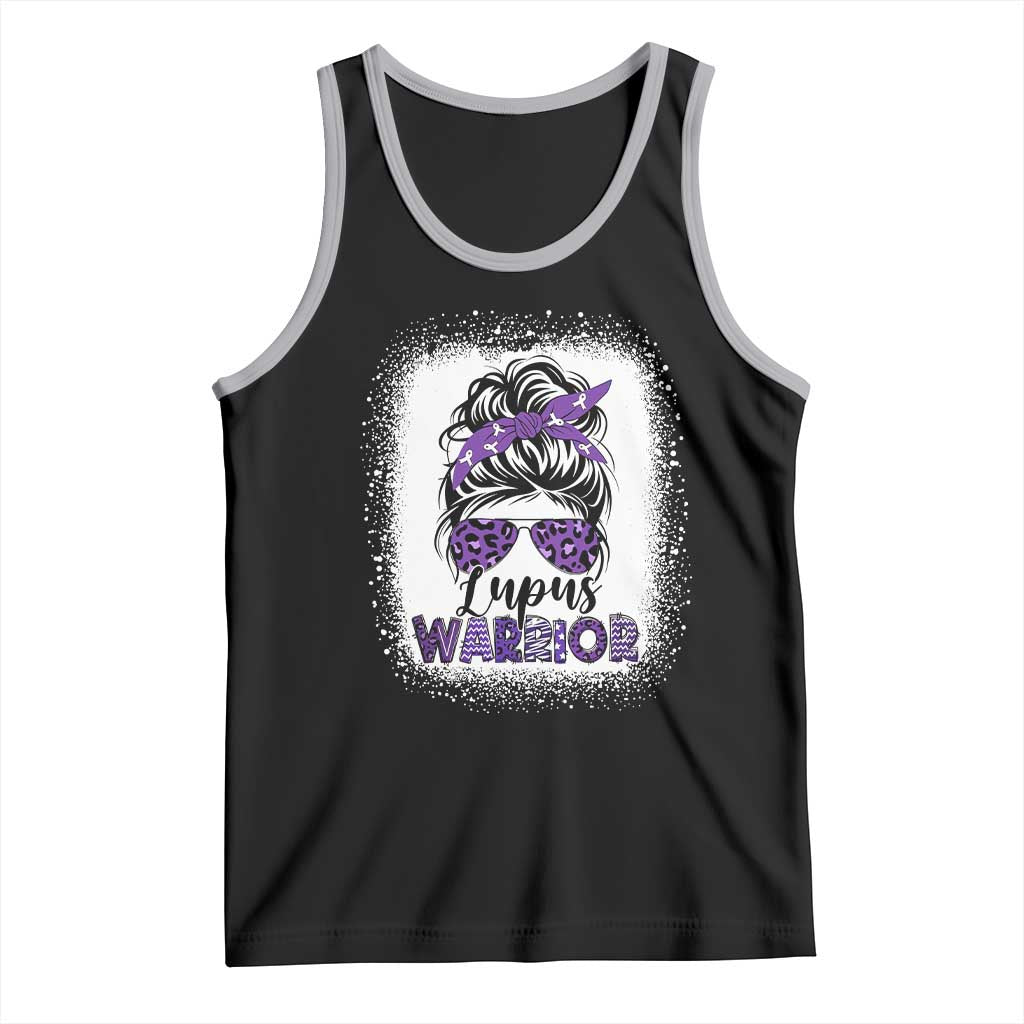 Lupus Warrior Tank Top Purple Ribbon Messy Bun Women
