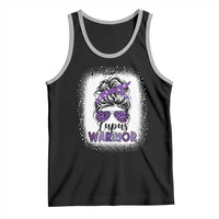 Lupus Warrior Tank Top Purple Ribbon Messy Bun Women