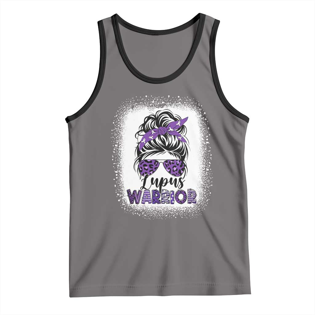 Lupus Warrior Tank Top Purple Ribbon Messy Bun Women