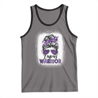 Lupus Warrior Tank Top Purple Ribbon Messy Bun Women