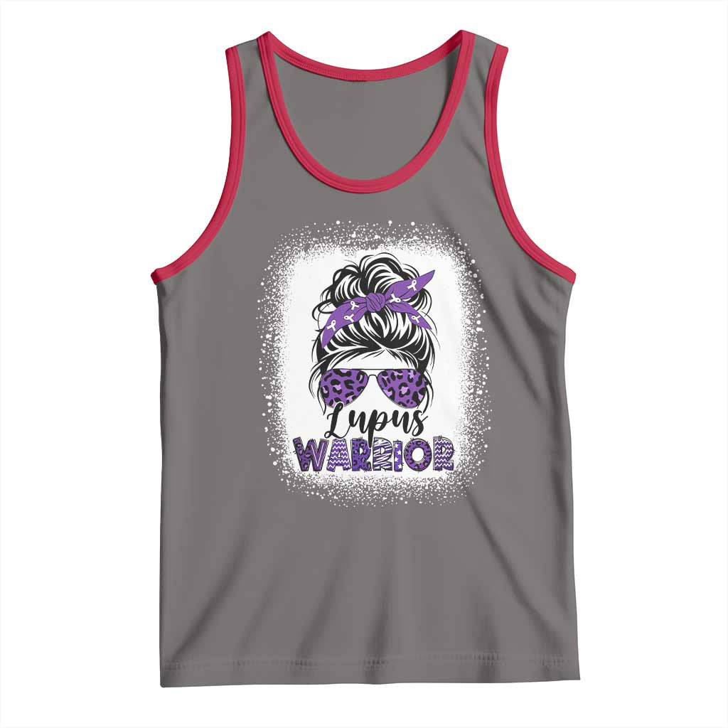 Lupus Warrior Tank Top Purple Ribbon Messy Bun Women