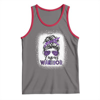 Lupus Warrior Tank Top Purple Ribbon Messy Bun Women