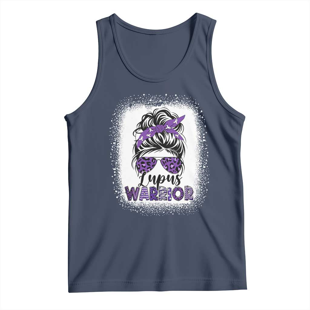 Lupus Warrior Tank Top Purple Ribbon Messy Bun Women
