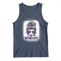 Lupus Warrior Tank Top Purple Ribbon Messy Bun Women