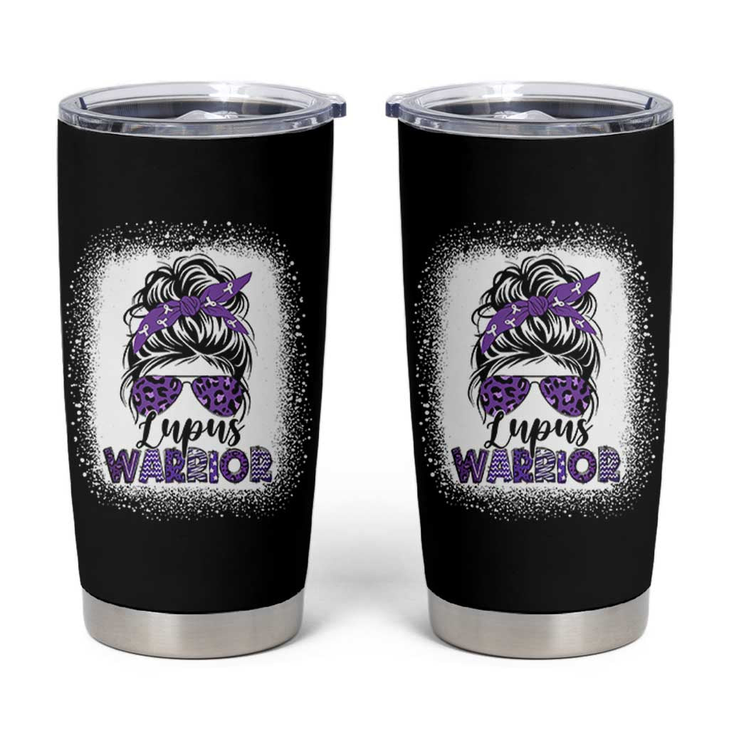 Lupus Warrior Tumbler Cup Purple Ribbon Messy Bun Women