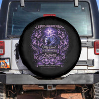 Lupus Awareness Spare Tire Cover Lion Purple Ribbon My God Is Stronger Than Lupus