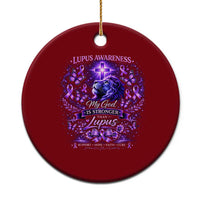 Lupus Awareness Ceramic Ornament Lion Purple Ribbon My God Is Stronger Than Lupus