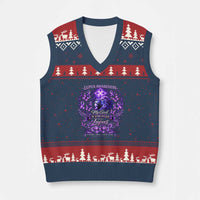 Lupus Awareness V-Neck Knit Sweater Vest Lion Purple Ribbon My God Is Stronger Than Lupus