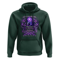 Lupus Awareness Hoodie Lion Purple Ribbon My God Is Stronger Than Lupus
