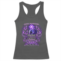 Lupus Awareness Racerback Tank Top Lion Purple Ribbon My God Is Stronger Than Lupus